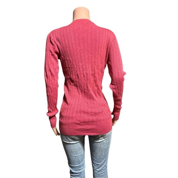 Long sleeve Henley pink knitted top L - Picture 3 of 6